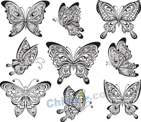 蝴蝶图案花纹矢量